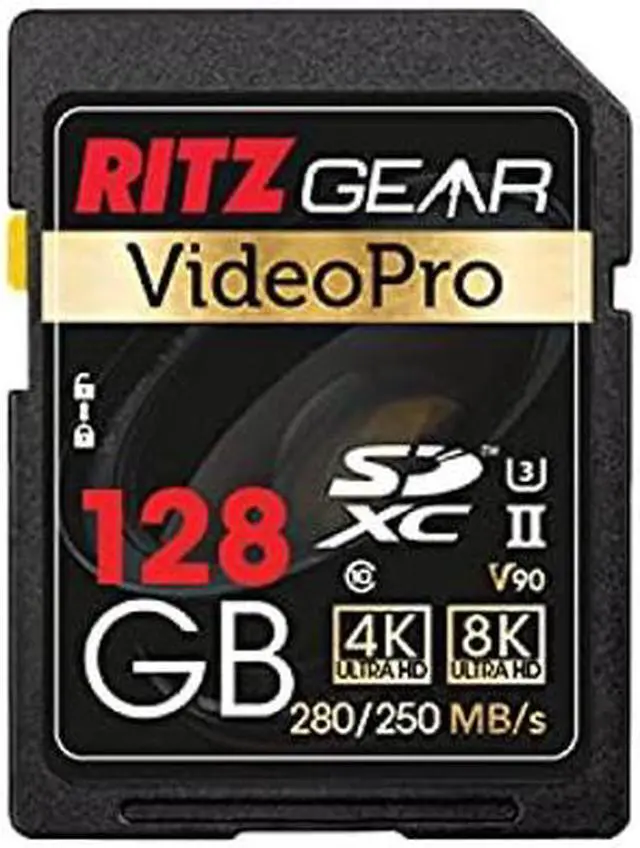 Main image of Ritz Gear 128GB High-Speed SDXC UHS-II SD Card, C10, U3, V90, Full-HD & 8K Memory Card for DSLR, Cinema-Quality Video Cameras