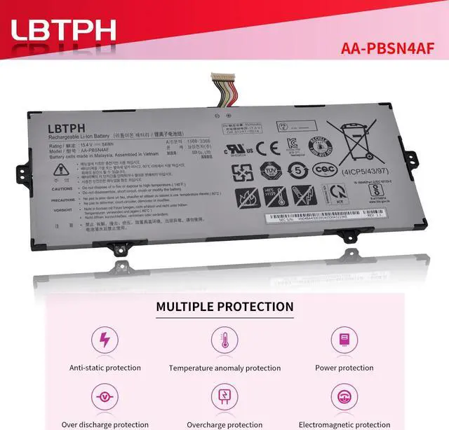 Alt view image 5 of 5 - LBTECH AA-PBSN4AF Battery Replacement for Samsung Notebook Pen 13" NP930SBE-K01US NT930SBE NP930SBE-K02CN NP730QCJ 15.4V 3500mAh 54Wh