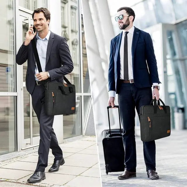 Alt view image 5 of 5 - ESTARER 17-17.3 Inch Water-resistance Canvas Computer Messenger Bag & 17-17.3 Inch Laptop Case for Men Water-resistant Canvas Computer Bag, Notebook Laptop Carrying Case