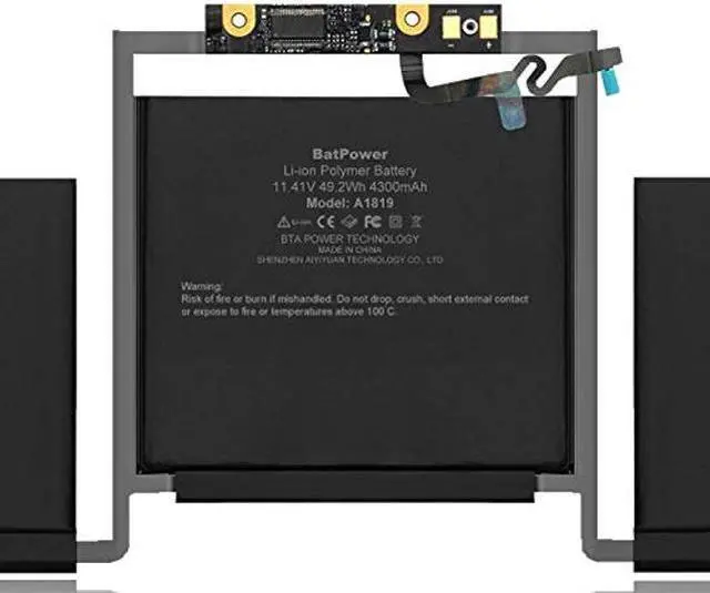 Alt view image 3 of 5 - BatPower A1819 Replacement Laptop Battery for Apple Late 2016 Mid 2017 MacBook Pro 13 A1706 EMC 3071 EMC 3163 Battery MacBook Pro 13" Four Thunderbolt 3 Ports A1706 Apple A1819 Battery 49.2Wh