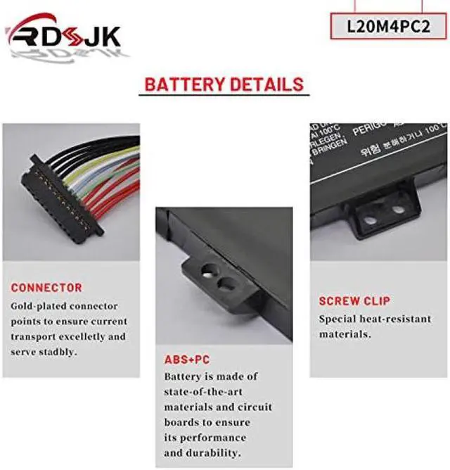 Alt view image 5 of 5 - RDSJK L20C4PC2 L20M4PC2 Laptop Battery for Lenovo Legion 5-17ITH6 82JN 5-17ITH6H 82JM 5-17ACH6 82K0 5-17ACH6H 82JY Series L20D4PC2 L20L4PC2 SB11B53884 5B11B53885 SB11B53887 5B11B53889 15.36V 80Wh