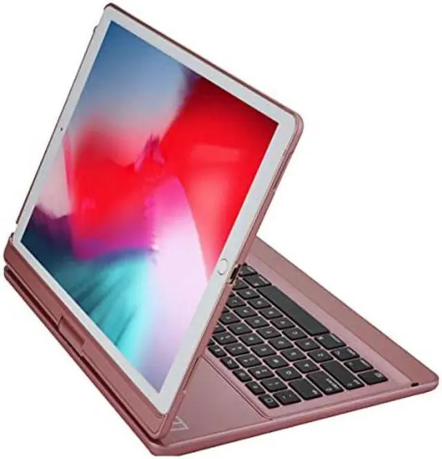 Alt view image 4 of 5 - LENRICH iPad pro 12.9 Keyboard case 2017 2nd 2015 1st Generation,360 Rotatable Wireless Keyboard Smart Folio 180 Swivel Stand Hard Shell Cover Auto Sleep/Wake up Rose Gold