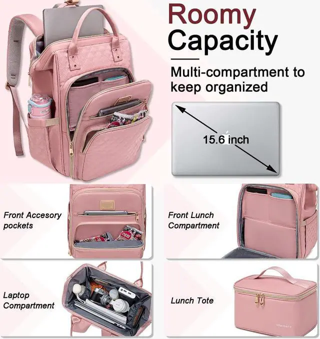Alt view image 3 of 5 - Weitars Laptop Backpack With Lunch Box 2 Pack