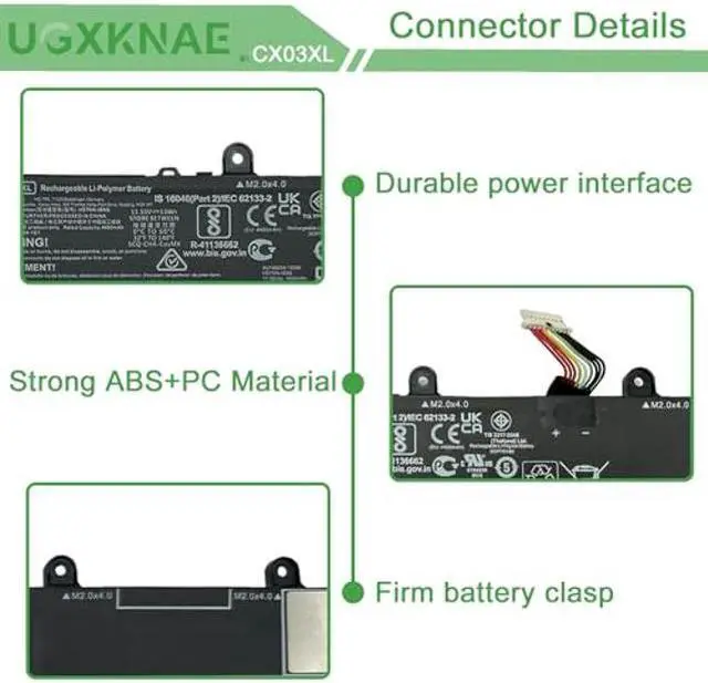 Alt view image 3 of 5 - UGXKNAE CX03XL Laptop Battery Compatible with HP EliteBook X360 830 G7 EliteBook x360 830 G8 Series HSTNN-IB9G HSTNN-LB8R L77624-422 L77624-421 L77624-1C1 L78551-005 CX03053XL 11.55V 53Wh 4400mAh