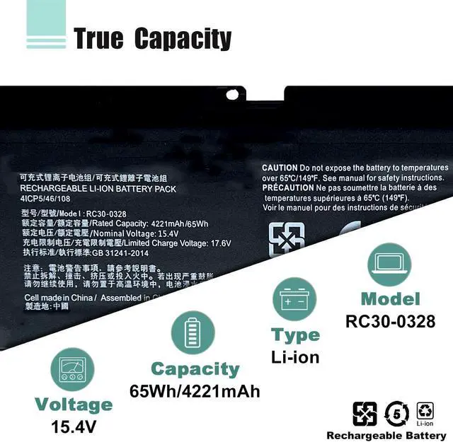 Alt view image 2 of 5 - BOWEIRUI RC30-0328 Laptop Battery Replacement for Razer Blade 15 Base 2020 2021 RZ09-0328 RZ09-0328X RZ09-03286 RZ09-03287 RZ09-03289 RZ09-03287E22 RZ09-0369 RZ09-0369X RZ09-0410 RZ09-0410BE22