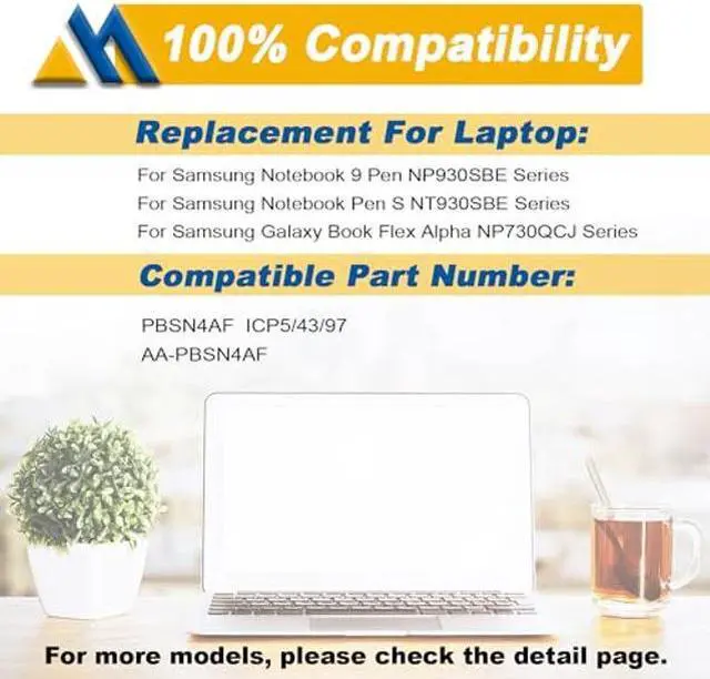Alt view image 5 of 5 - Mobik AA-PBSN4AF PBSN4AF Laptop Battery Replacement for Samsung NP930SBE NP930SBE-K01CN NP930SBE-K02HK NP930SBE-K03CN NT930SBE NT930SBE-K38 NP730QCJ NP730QCJ-K01US NP730QDA NP730QDA-KA1US 54Wh