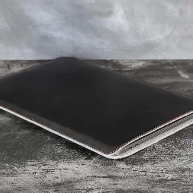 Alt view image 5 of 5 - Casemade Real Leather Laptop Sleeve for MacBook Pro & Air Fits 13, 14, 15 & 16 Inch - Genuine Full Grain Leather with Soft Wool Lining (14 Inch - MacBook-Pro M1/M2/M3)