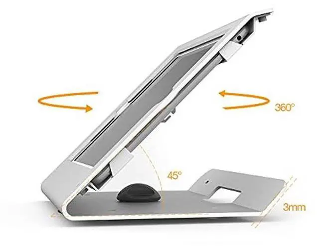 Alt view image 4 of 5 - Beelta Tablet Stand for Desk Compatible with 10.2" iPad 7 8 9, All Metal, 360 Swivel Base, Anti Theft Tablet Retail Stand - BSC102WT
