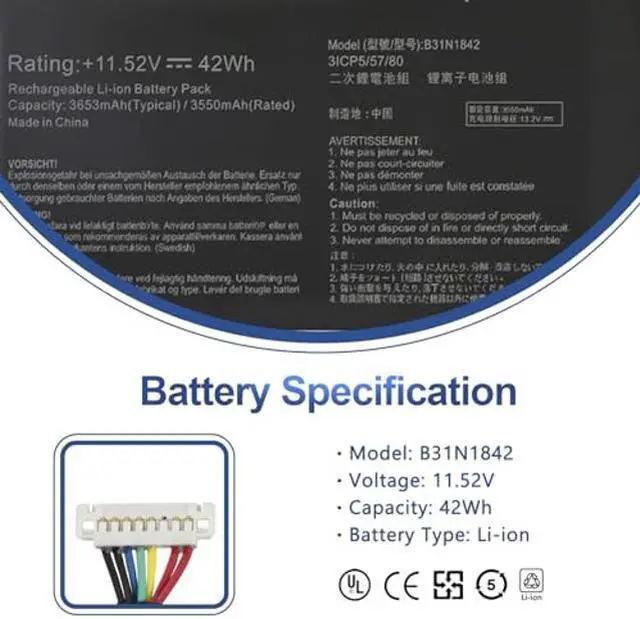 Alt view image 2 of 4 - ANTIEE B31N1842 Laptop Battery for ASUS VivoBook 15 F513 M513 K513 X513 S513 S15 S531F for Asus VivoBook S15 S531FA S531FL K531FA S531FA-BQ028T X531FA-2S Series 0B200-03440000 11.52V 42Wh 3653mAh