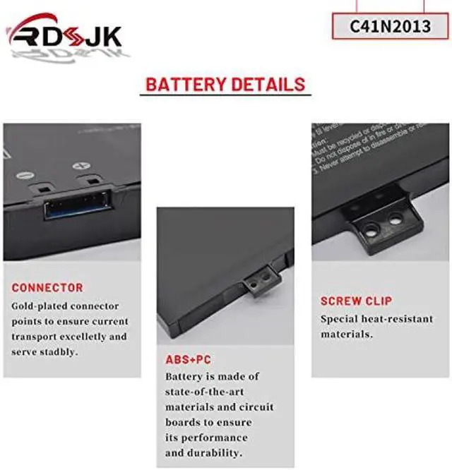 Alt view image 5 of 5 - C41N2013 Laptop Battery for ASUS ROG Zephyrus G15 G513 G513QR G513QY G533 G533QS GA503 GA503QM G17 G713 G733 Zephyrus M16 GU603 S17 GX703 GX703HS GX703HSD GX701LV GX701LXS Series C41N2013-1 15.4V 90Wh