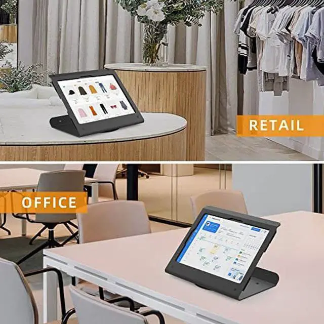 Alt view image 2 of 5 - Beelta iPad POS Stand - Heavy Duty Steel Kiosk Stand with 360deg Swivel Base, Anti-Theft Design for iPad 10th, Pro 11" 1 2 3 4, Air 4 5