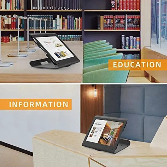 Alt view image 3 of 5 - Beelta iPad POS Stand - Heavy Duty Steel Kiosk Stand with 360deg Swivel Base, Anti-Theft Design for iPad 10th, Pro 11" 1 2 3 4, Air 4 5