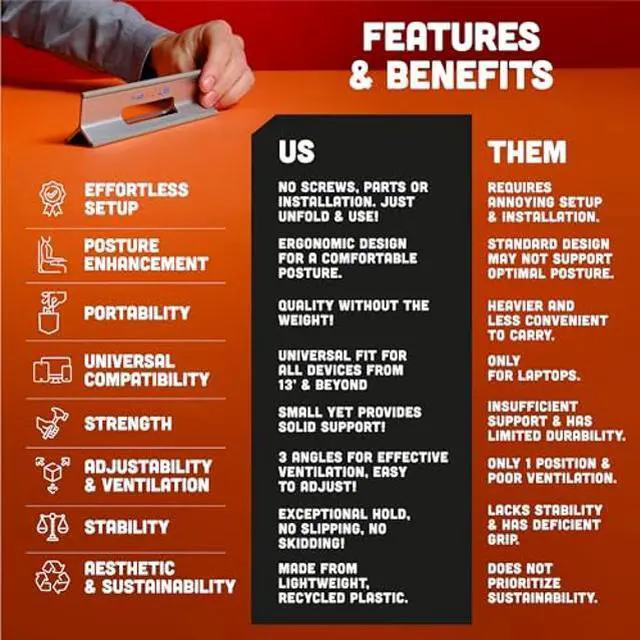Alt view image 2 of 5 - Steepy Adjustable Laptop Stand for Desk - 3 Heights Computer Stand for Laptop - Laptop Desk Stand - Laptop Riser for Desk - Portable Laptop Stand Adjustable - Laptop Stand for Desk Adjustable Height