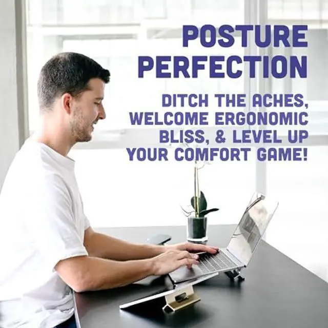 Alt view image 4 of 5 - Steepy Adjustable Laptop Stand for Desk - 3 Heights Computer Stand for Laptop - Laptop Desk Stand - Laptop Riser for Desk - Portable Laptop Stand Adjustable - Laptop Stand for Desk Adjustable Height