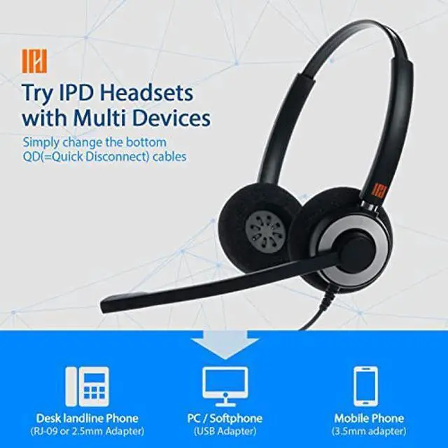 Alt view image 3 of 5 - IPD IPH-165 USB Headset with Noise Cancelling Microphone for Office and Call cengter- Compatible with Skype, Microsoft Teams, Cisco Jabber, Avaya One-X and Other Soft Phones