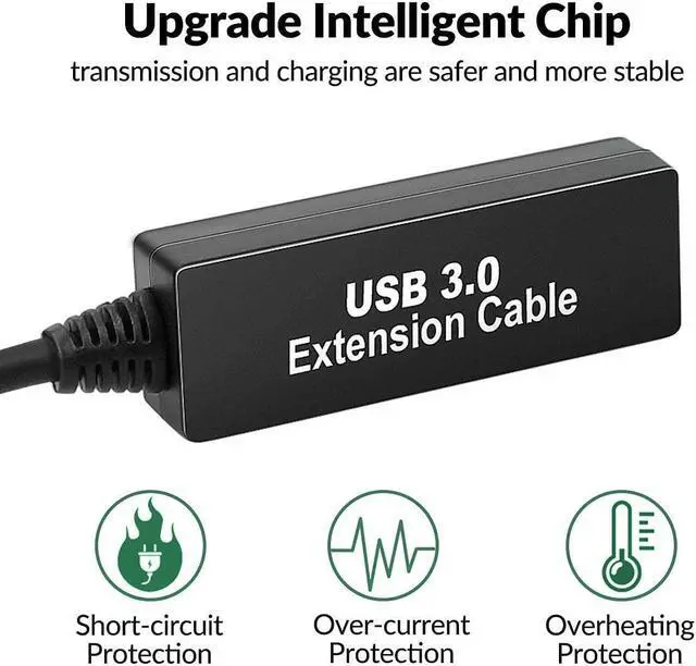 Alt view image 2 of 5 - 75FT USB 3.0 Active Extension Cable, USB 3.0 Extension Cord A-Male to A-Female, With High-Speed Data Signal Amplifier, Compatible With Quest 3.VR,Rift.360 Kinect. Xbox,Webcam.PS4 HD Camera or More