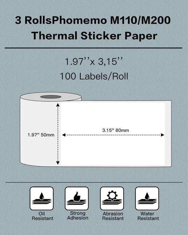 Alt view image 4 of 5 - Phomemo M110 Label Maker with 3 Rolls 1.97"x3.15"(50x80mm) Thermal Labels, Bluetooth Thermal Label Maker Printer Apply to Labeling, Office, Cable, Retail, Barcode, Compatible with Android & iOS