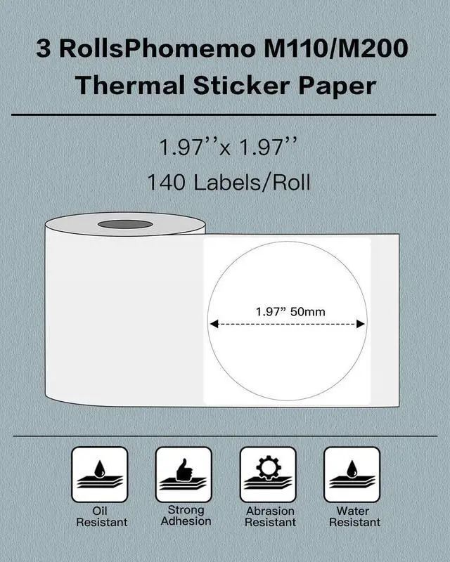 Alt view image 3 of 5 - Phomemo M110 Label Maker with 3 Rolls 1.96" x 1.96"(50x50 mm Thermal Labels, Bluetooth Thermal Label Maker Printer Apply to Labeling, Office, Cable, Retail, Barcode, Compatible with Android & iOS