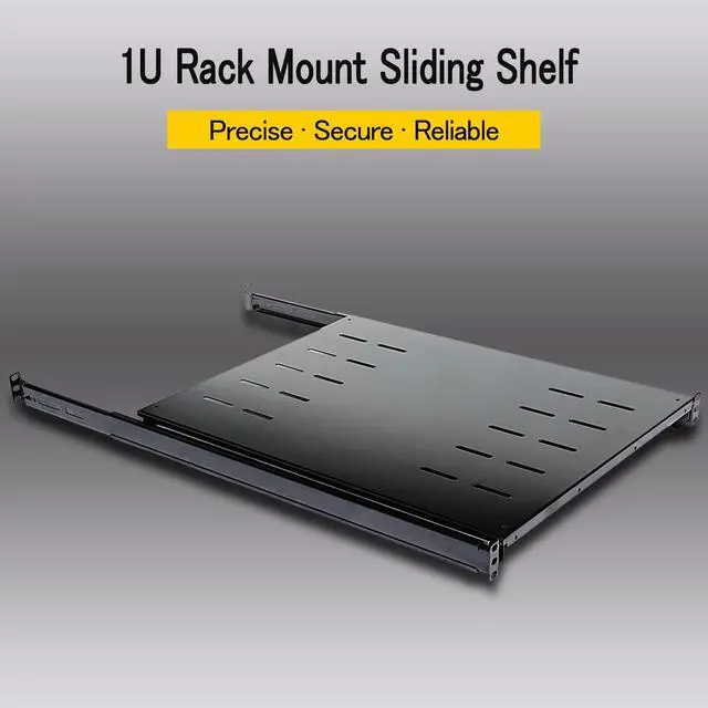 Alt view image 2 of 5 - RAISING ELECTRONICS Sliding Fixed Rack Server Shelf 1U 19inch 4 Post Rack Mount-Adjustable 24inch-32inch