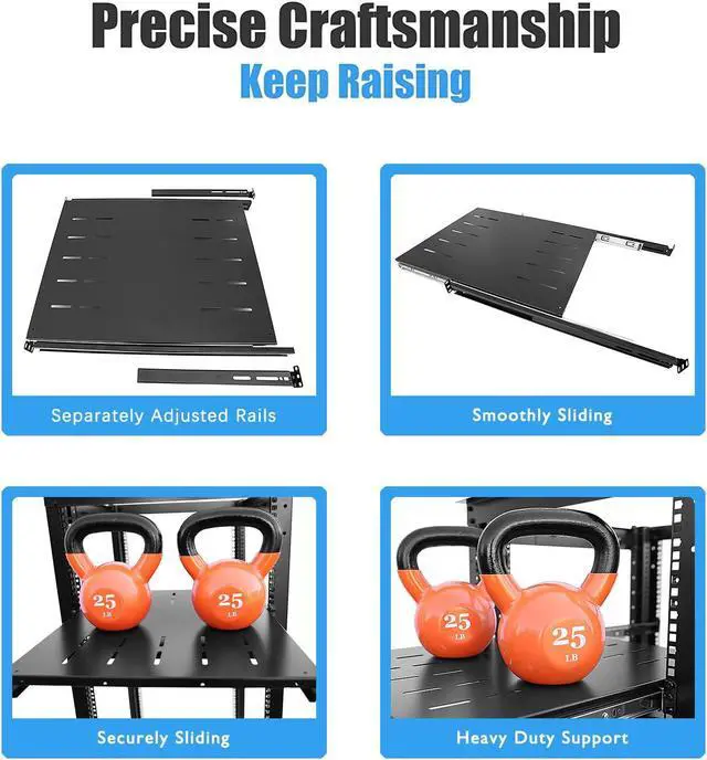 Alt view image 5 of 5 - RAISING ELECTRONICS Sliding Fixed Rack Server Shelf 1U 19inch 4 Post Rack Mount-Adjustable 24inch-32inch