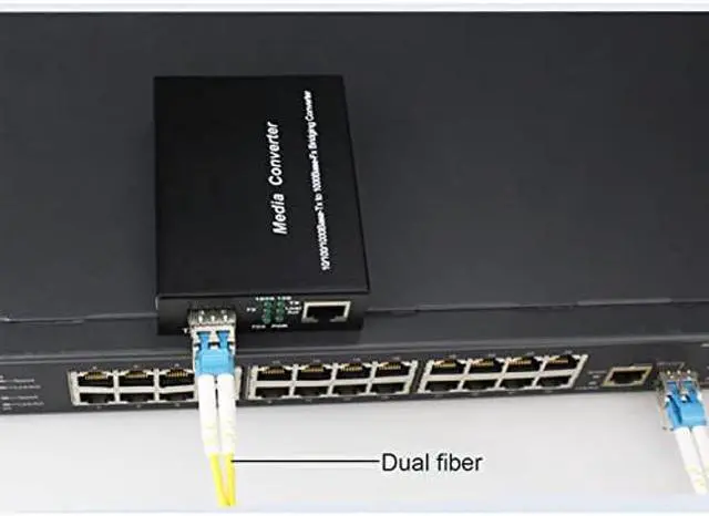 Alt view image 5 of 5 - Single Mode LC Gigabit Fiber Media Converter - Include 2 LC SFP Transceiver 20Km (12.4 Miles), Wavelength 1310nm, LC to UTP Cat5e 10/100/1000 RJ-45 -Gigabit Ethernet Speed, 2 Pack