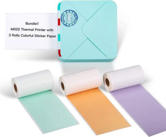 Main image of Phomemo M02S Pocket Thermal Printer- Bluetooth Photo Printer with 3 Rolls Colorful Sticker Paper, Compatible with iOS + Android for Plan Journal, Study Notes, Art Creation, Work, Gift
