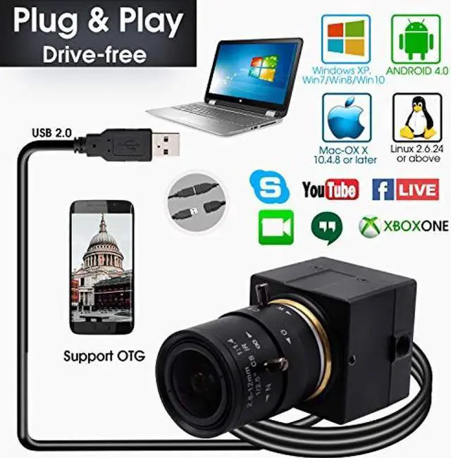 Alt view image 5 of 5 - SVPRO 8MP USB Webcam with Zoom Lens,2.8-12mm Optical Zoom Camera with Sony IMX179 Sensor,High Definition Webcam3264x2448 HD Video Camera USB2.0 UVC Plug and Play Camera Support OTG