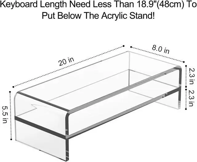 Alt view image 2 of 5 - Egchi Acrylic Monitor Stand, 2 Tiers Computer Monitor Riser(20x8x5.5 Inch), Monitor Riser/Computer Stand for Home,Office,Business,PC Desk Stand for Keyboard Storage& Multi-Media Laptop Printer Screen