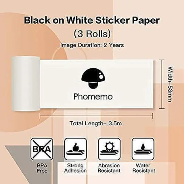 Alt view image 5 of 5 - Phomemo M02S Pocket Printer- Mini Bluetooth Thermal Printer with 3 Rolls White Sticker Paper, Compatible with iOS + Android for Learning Assistance, Study Notes, Journal, Fun, Work, Cyan