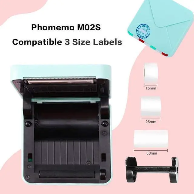 Alt view image 3 of 5 - Phomemo M02S Pocket Printer- Mini Bluetooth Thermal Printer with 3 Rolls White Sticker Paper, Compatible with iOS + Android for Learning Assistance, Study Notes, Journal, Fun, Work, Cyan