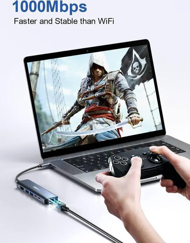 Alt view image 5 of 5 - Dockteck 6 in 1 8K 30Hz & 4K 60Hz USB C Hub Adapter Multiport