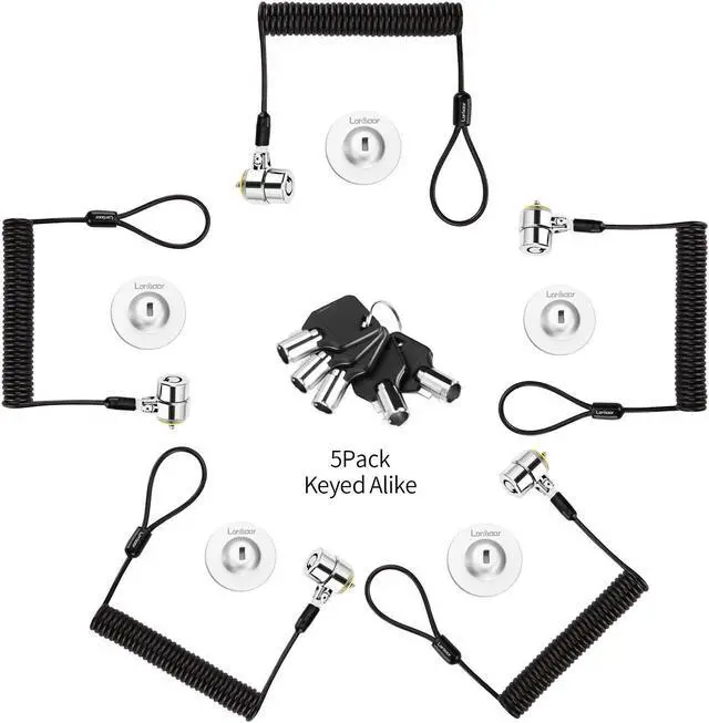 Main image of LORADAR Keyed Alike 5Pack Security Hardware Cable Lock Kit,Retractable Cable Lock Portable Keyed Laptop Lock 5Keys 6.2Ft for Monitors, Laptops, MacBooks, Tablets, iPad,Mac Mini,