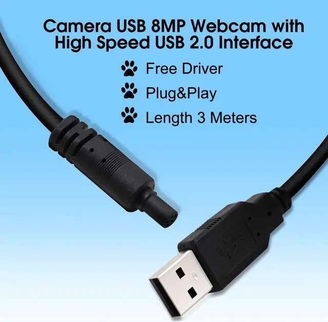 Alt view image 3 of 5 - Hotpet 8MP USB Camera 2448P Webcam with Zoom Lens Video Conference Streaming Industria Camera UVC Plug Play PC Webcam for Windows Linux MAC OS Android Raspberry Pi