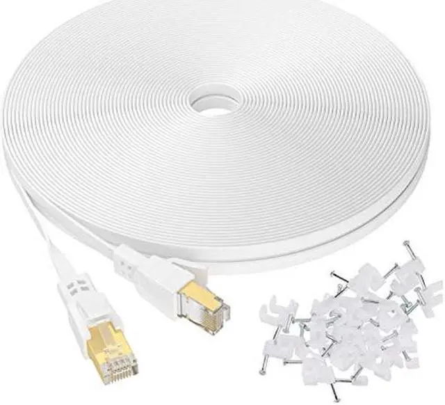 Main image of Cat8 Ethernet Cable, Outdoor&Indoor, 200FT Heavy Duty High Speed Cat 8 LAN Network Cable, 40Gbps 2000MHz RJ45 Flat Internet Computer Patch Cord, Weatherproof S/FTP UV Resistant for Router/Modem/Gaming
