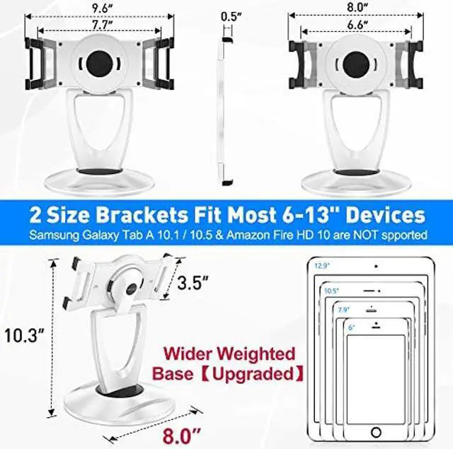 Alt view image 3 of 5 - DeskLogics Tablet Stand for Desk White + Black (TS-8W + TS-8B)