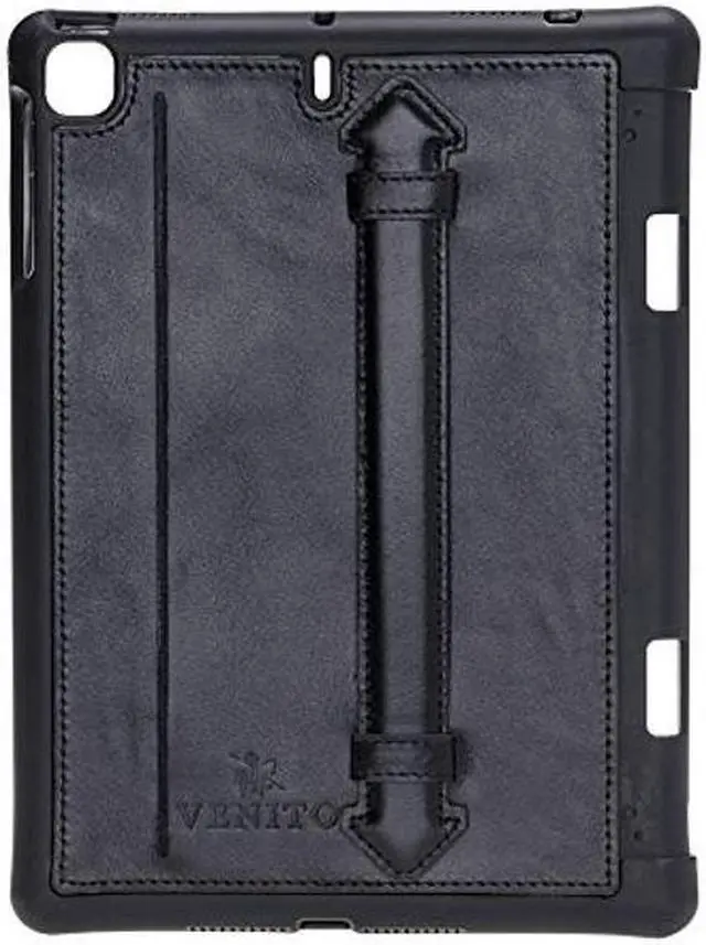 Main image of Venito Lecce Leather Wallet Case Compatible with iPad Mini 5 (5th Generation), 2019 - Flex Handle Tablet Wallet - Rustic Black