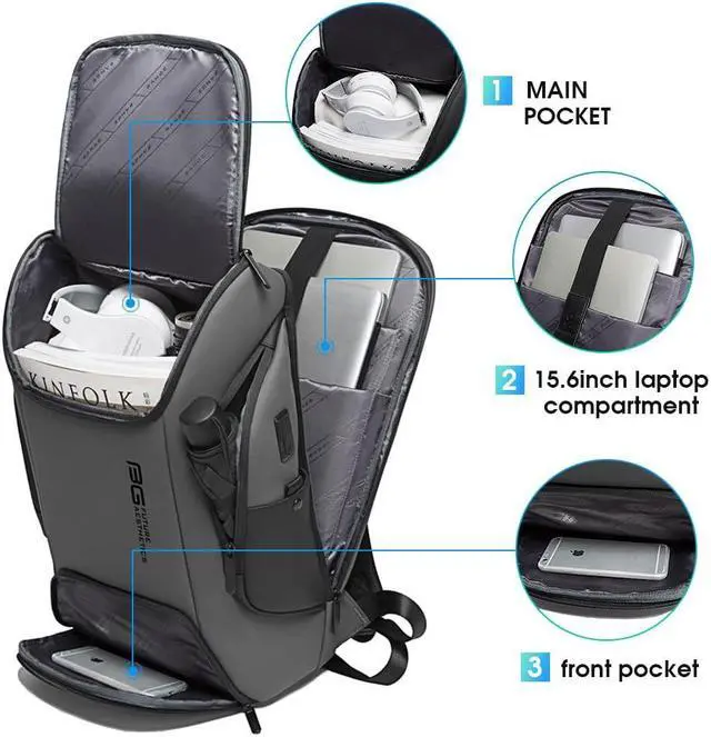 Alt view image 3 of 5 - FUTURE AESTHEICS Business Laptop Smart backpack Can Hold 15.6 Inch Laptop Commute Backpack Carry on bag for men and women