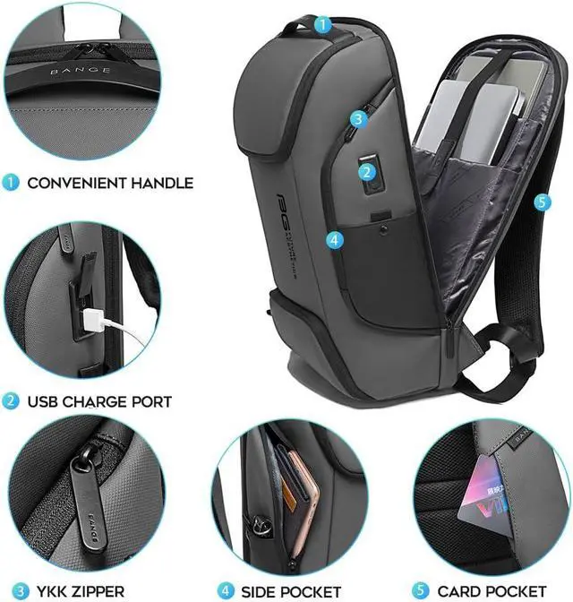 Alt view image 4 of 5 - FUTURE AESTHEICS Business Laptop Smart backpack Can Hold 15.6 Inch Laptop Commute Backpack Carry on bag for men and women