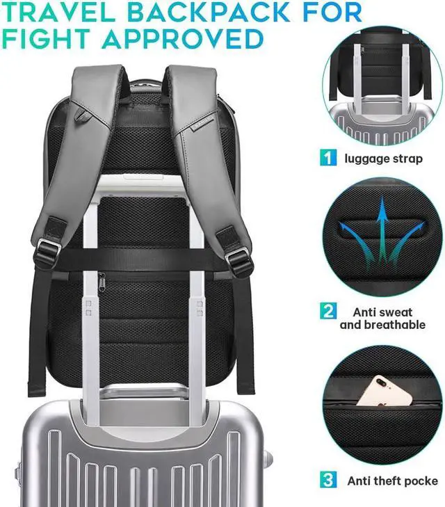 Alt view image 5 of 5 - FUTURE AESTHEICS Business Laptop Smart backpack Can Hold 15.6 Inch Laptop Commute Backpack Carry on bag for men and women