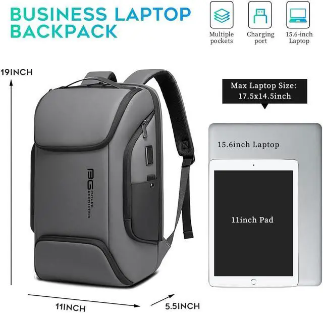 Alt view image 2 of 5 - FUTURE AESTHEICS Business Laptop Smart backpack Can Hold 15.6 Inch Laptop Commute Backpack Carry on bag for men and women