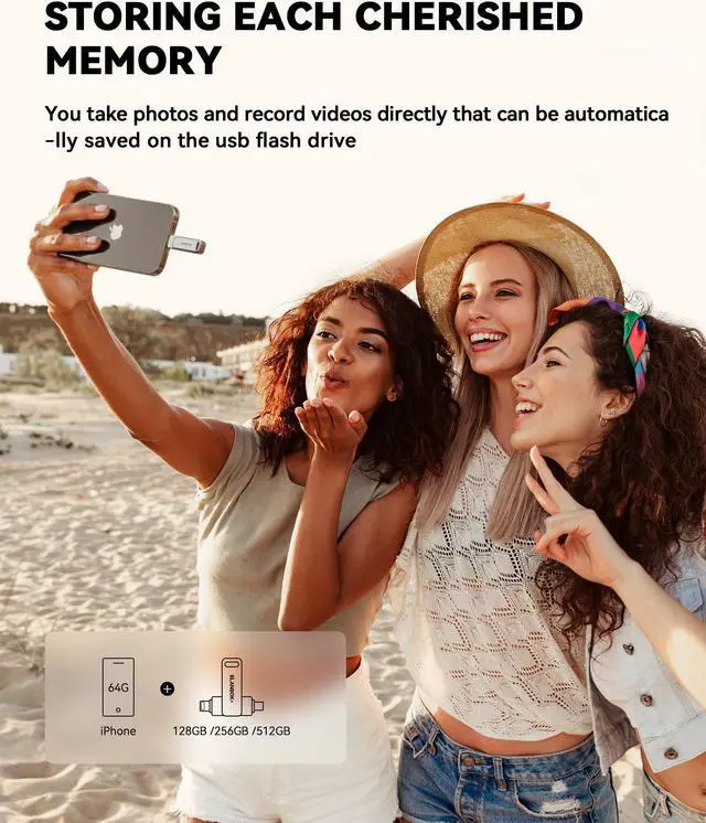 Alt view image 3 of 5 - MFi Certified 512GB Flash Drive for iPhone Photo Stick, USB Thumb Drive Memory Stick High Speed USB Drive Photo Storage for iPhone USB Stick Compatible for iPhone/iPad/Android/PC