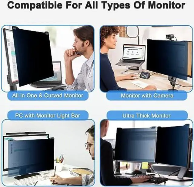 Alt view image 4 of 4 - GHY Computer Screen Privacy Shield 27 Inch Hanging Type, Anti Blue Light, UV Protection for 16:9 Aspect Ratio Monitor, Detachable Monitor Privacy Screen Filter