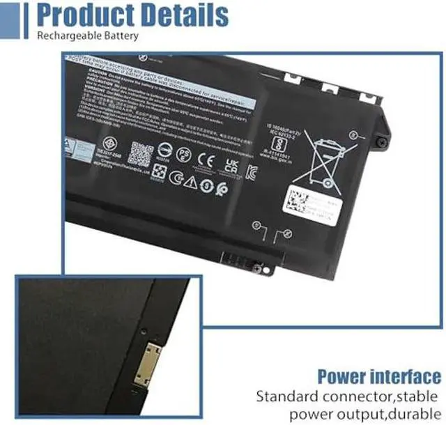Alt view image 3 of 3 - VANPIR 7FMXV 63Wh Laptop Battery Replacement for Dell Latitude 7320 5320 7420 7520 Series TN2GY 9JM71 727CG CN-0727CG 15.2V 3941mAh