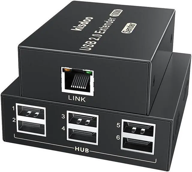 Main image of USB Extender Over Ethernet 200ft USB2.0 HUB 6ports RJ45 Cat5e/6 up to 480Mbps Plug & Play for USB Camera, touchscreens , USB Scanner Storage Hard Drive PC Windows,MacOS,Android