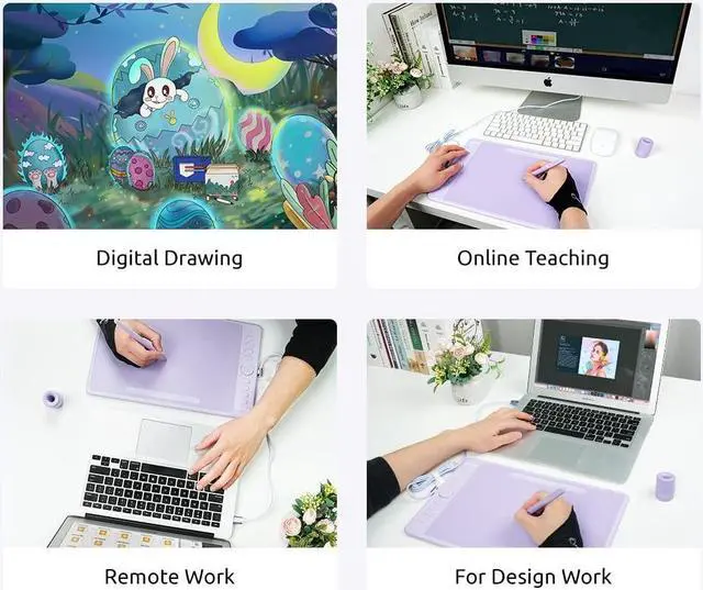 Alt view image 5 of 5 - Parblo Intangbo M Drawing Tablet 10x6 inch,Digital Graphic Tablet with 8192 Levels,Battery-Free Stylus and 8 Hot-Keys Drawing Pad,Work with Window/Mac,Android,Purple