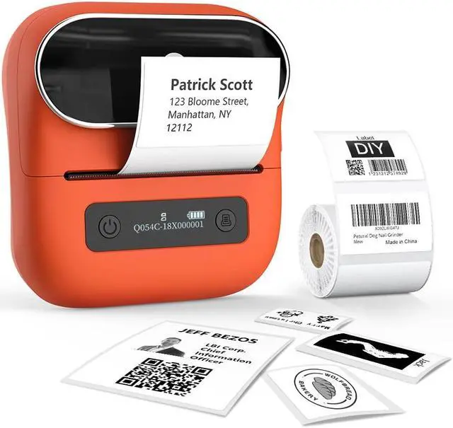 Main image of Phomemo M220 Label Printer, Portable Barcode Printer, 3.14 Inch Bluetooth Thermal Label Maker for Barcodes, Name, Address, Clothing Labeling, for Office Home,Compatible with Phones and Some PC Orange
