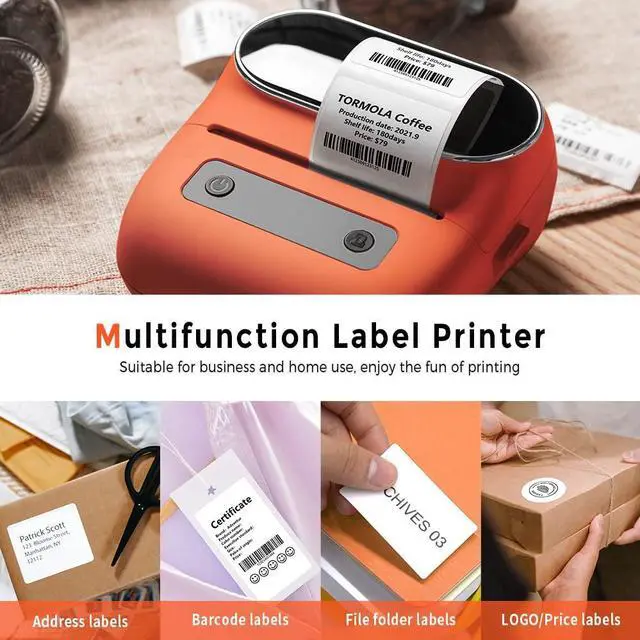 Alt view image 5 of 5 - Phomemo M220 Label Printer, Portable Barcode Printer, 3.14 Inch Bluetooth Thermal Label Maker for Barcodes, Name, Address, Clothing Labeling, for Office Home,Compatible with Phones and Some PC Orange
