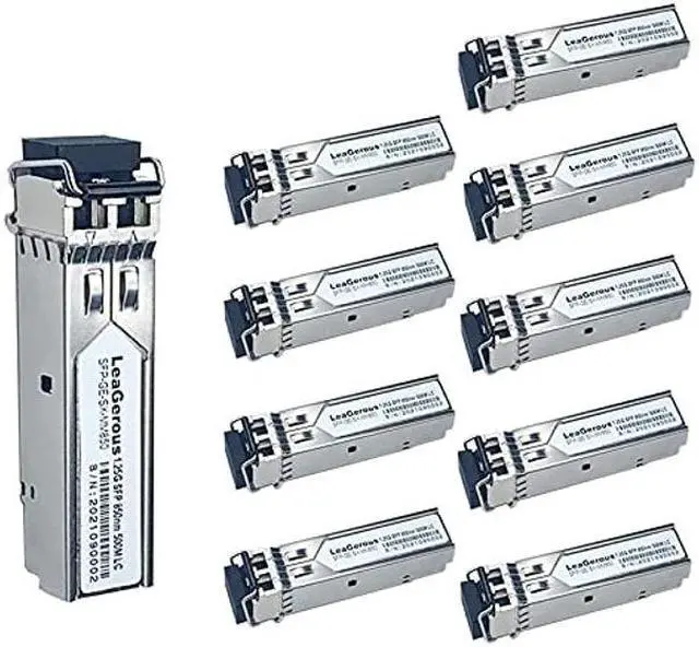 Main image of 10Pcs Multi-Mode SFP 1.25 Gigabit Network Transceiver Module, LC Duplex 1000BASE-SX Dual Fiber SFP 500m 850nm