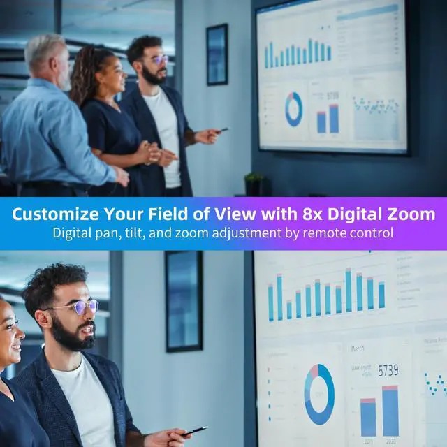 Alt view image 4 of 4 - VIZOLINK 4K Webcam, UHD PTZ PC Camera with Speaker and 4 Microphones, Supporting Remote Control, Digital Zoom, Autofocus, Privacy Cover and Tripod, for Video Calls and Conferences and Live Streaming