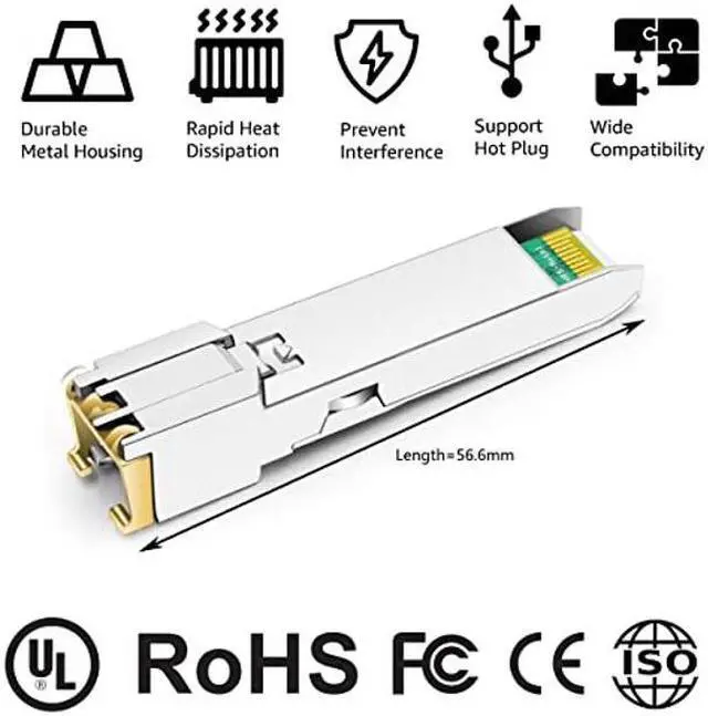 Alt view image 3 of 5 - OPSTRAN 10GBASE-T SFP+ to RJ45 Copper Transceiver Module Compatible for HPE Aruba ProCurve JL563A 10G SFP+ 30m Cat6a/7